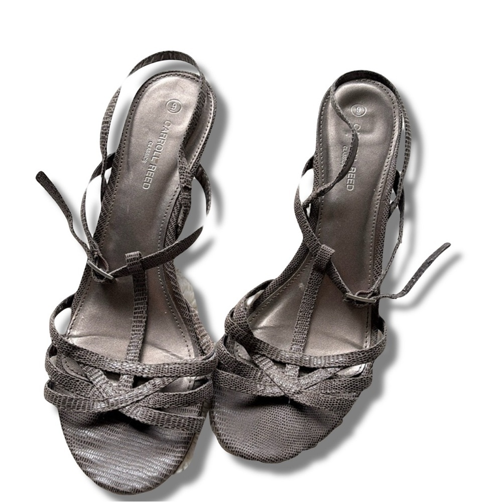 Carroll Reed Strappy Wedge Heels – Size 9 | Taupe Texture | Summer Styling |